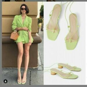 ZARA GREEN HEELED STRAPPY SANDALS